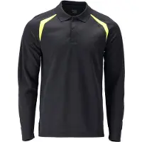Mascot Polo-Shirt, manches longues bleu noir/jaune hi-vis, taille S 21583-327-01017