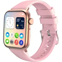 Nuvance - Smartwatch Homme et Femme avec Bluetooth - 45mm - Convient à tous les Smartphones - Podomètre et moniteur de fréquence cardiaque - Étanche - Rose clair