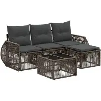 vidaXL Ensemble de canapés de jardin , 5 pièces, gris et gris foncé, en résine tressée