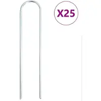 vidaXL Piquets de sol en forme de U 25 pcs 20x3,5 cm acier galvanisé