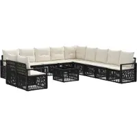 vidaXL Ensemble de canapés de jardin 12 pcs noir poly rotin