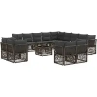 vidaXL Ensemble de canapés de jardin , 14 pièces, gris, en résine tressée