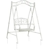 vidaXL Banc à bascule en acier 113 x 121,5 x 168 cm, blanc antique