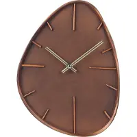 Sensahome Horloge murale Dakar - Japandi Organic Design - Forme d'horloge asymétrique - Style noyer - 30 cm - Marron