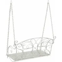 vidaXL Banc à bascule en acier 105,5 x 61 x 56 cm, blanc antique