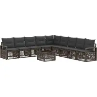 vidaXL Ensemble de canapés de jardin , 10 pièces, gris, en résine tressée