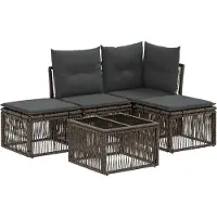vidaXL Ensemble de 5 assises de jardin , gris, en résine tressée