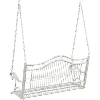 vidaXL Banc à bascule en acier 115 x 61 x 63 cm, blanc antique