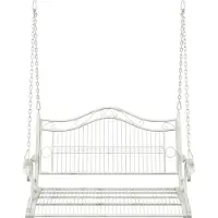 vidaXL Banc à bascule en acier 115 x 61 x 63 cm, blanc antique