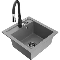 Mexen Vito 1 bac en granit avec mitigeur Savita, Gris - 6503-71-672601-70-B