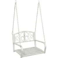 vidaXL Banc à bascule en acier 71,5 x 59 x 55 cm, blanc antique