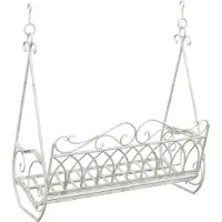 vidaXL Banc à bascule en acier 112 x 60 x 126,5 cm Blanc antique