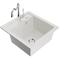 Mexen Évier 1 bac en granit Vito avec mitigeur Carla, blanc (6503-20-670700-00)