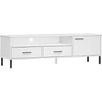 vidaXL Armoire TV OSLO avec pieds métalliques Blanc Pin massif