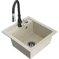 Mexen Évier Vitogranite 1 bac avec mitigeur Savita, beige (6503-69-672601-70)
