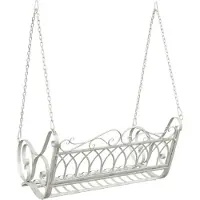 vidaXL Banc à bascule en acier 109 x 75 x 59 cm, blanc antique