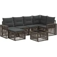 vidaXL Ensemble de canapé de jardin , 7 pièces, gris et gris foncé, en résine tressée