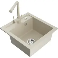 Mexen Évier 1 bac en granit Vito avec mélangeur Duero, beige (6503-69-671600-69)