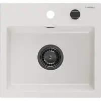 Mexen Evier en granit Milo 1 435 x 410 mm, blanc, + siphon graphite (6505441000-20-B)