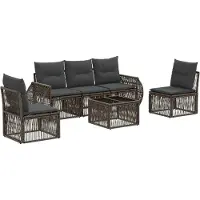 vidaXL Ensemble de canapés de jardin , 6 pièces, gris et gris foncé, en résine tressée