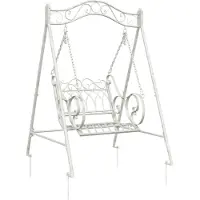 vidaXL Banc à bascule en acier 113 x 121,5 x 168 cm, blanc antique