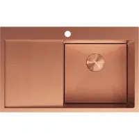 Mexen Exar évier en acier inoxydable 1 bac avec égouttoir droit 780 x 480 mm, cuivre HC - 6434781010P-65HC