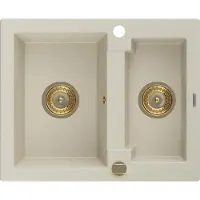 Mexen Carlos évier en granit 1.5 582x475 mm, beige, + siphon doré (6518581500-69-G)