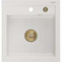 Mexen Vito Vito Evier 1 bac en granit 520x490 mm,blanc,+ siphon doré (6503521000-20-G)