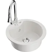 Mexen Diego 1 bac en granit avec mitigeur Elia, blanc - 6512-20-670101-00