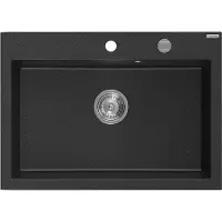 Mexen Elix évier de cuisine 1 bac 700 x 500 mm, noir/argent métallique, siphon chromé - 6526701005-73