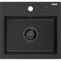 Mexen Evier en granit Milo 1 435 x 410 mm, noir/or métallisé, + siphon noir (6505441000-75-B)