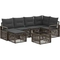 vidaXL Ensemble de canapé de jardin , 7 pièces, gris, en résine tressée