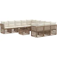 vidaXL Ensemble de canapé de jardin 12 pcs Beige Poly-Rattan