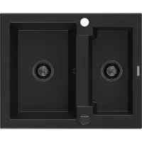 Mexen Carlos avec évier en granit 1.5 582 x 475 mm, noir, + siphon noir (6518581500-77-B)