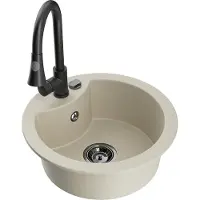 Mexen Diego 1 bac en granit avec mitigeur Elia, Beige - 6512-69-670101-70
