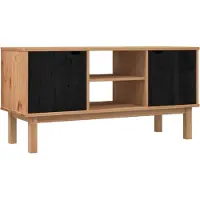 vidaXL Meuble TV OTTA 113,5 x 43 x 57 cm Noir Bois de pin massif
