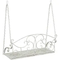 vidaXL Banc à bascule en acier 110 x 52,5 x 47 cm, blanc antique