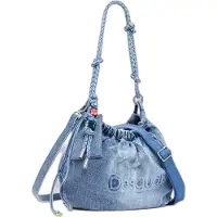Desigual sac ovale denim bleu, anse tressée, charms
