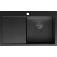 Mexen Exar évier en acier inoxydable 1 bac avec égouttoir droit 780 x 480 mm, noir HC - 6434781010P-70HC