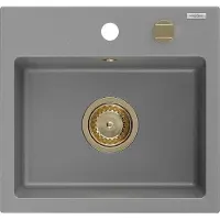 Mexen Evier en granit Milo 1 435 x 410 mm, gris, + siphon doré (6505441000-71-G)