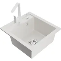 Mexen Évier Vito en granit 1 bac avec mitigeur Rita, blanc (6503-20-670300-20)