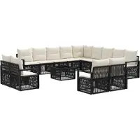 vidaXL Ensemble de canapés de jardin , 14 pièces, noir, en résine tressée