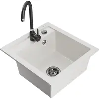 Mexen Évier en granit Vito avec mitigeur Telma, blanc (6503-20-670200-70)