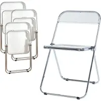 En.casa Chaise pliante 'Pornainen' set de 4 pièces structure acier Transparent