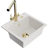 Mexen Évier en granit Milo avec mitigeur Duero, blanc (6505-20-671600-50)