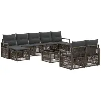 vidaXL Ensemble de canapés de jardin , 10 pièces, gris, en résine tressée
