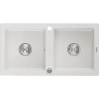 Mexen Mario Évier 2 cuves en granit 820 x 436 mm, blanc - 6504822000-20