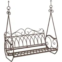 vidaXL Banc à bascule en acier 112 x 60 x 126,5 cm, brun antique