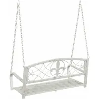vidaXL Banc à bascule en acier 110,5 x 59 x 55 cm, blanc antique