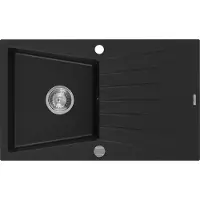 Mexen Cesar Evier 1 bac en granit avec égouttoir 775 x 470 mm, Noir - 6514771010-77